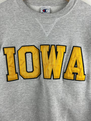 Vintage 90s Champion Iowa Embroidered Grey Crewneck