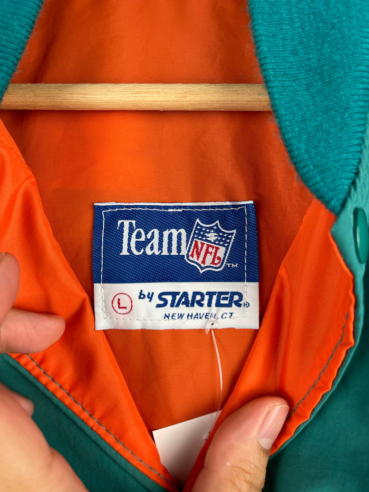 Vintage 90s NFL Starter Miami Dolphins Player Of The Year Teal Bomber Jacket