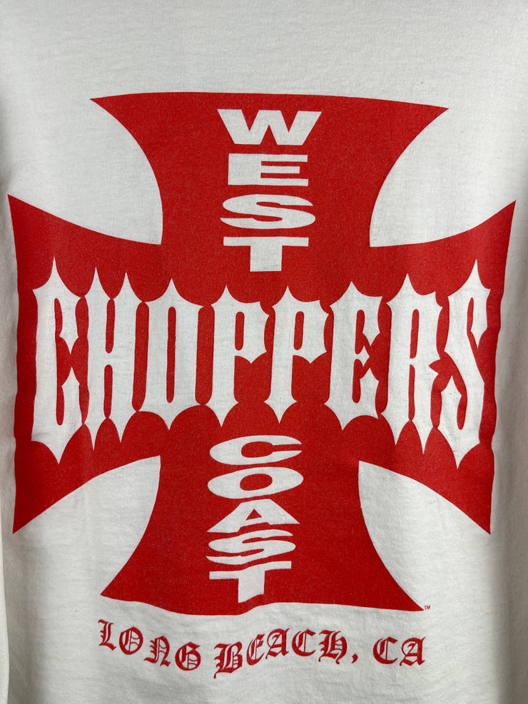 Vintage West Coast Choppers Flames Skull White Long Sleeve
