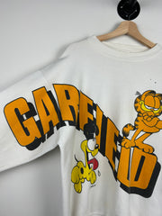 Vintage 90s Garfield TV Show Promo Big Spellout White Crewneck