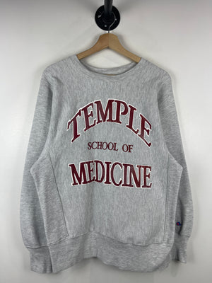 Vintage 90s Champion Reverse Weave Temple School Of Medicine Grey Crewneck