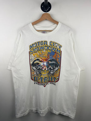 Vintage NFL Pittsburgh Steelers VS Seattle Seahawks Motor City Showdown White Tee