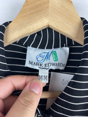 Vintage Mark Edwards Golf Black & White Striped Button-Up Women’s Polo Shirt
