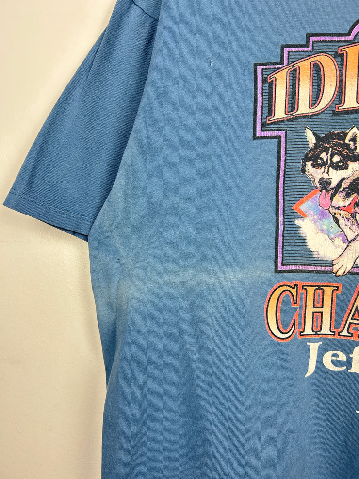 Vintage 90s Dog Sledding Blue Tee