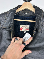 Vintage 80s Sears The Leather Shop Dark Brown Cropped Leather Jacket