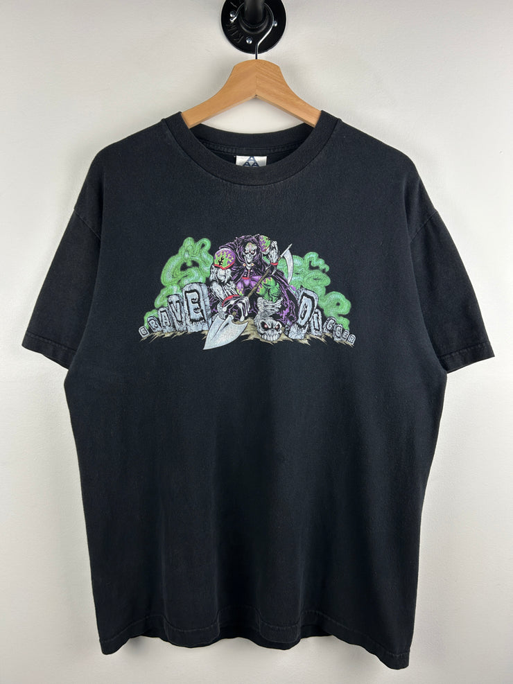 Vintage 2001 Grave Digger Monster Truck Skull Grim Reaper Black Tee