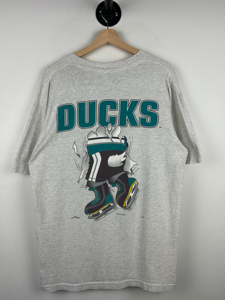 Vintage 90s NHL Nutmeg Anahiem Mighty Ducks Breakthrough Grey Tee