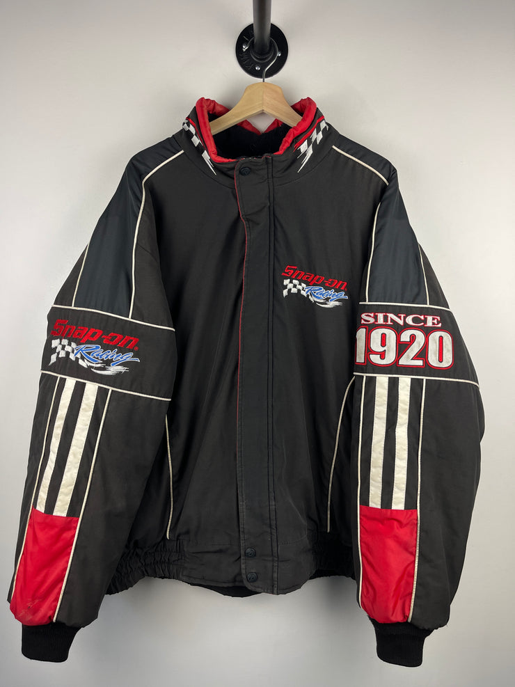 Vintage 90s Snap On Racing Black & Red Bomber Jacket
