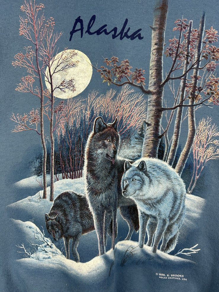 Vintage 90s Alaska Huskies Wilderness Blue Crewneck