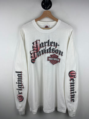 Vintage Harley Davidson Eagle Marquette Michigan White Long Sleeve