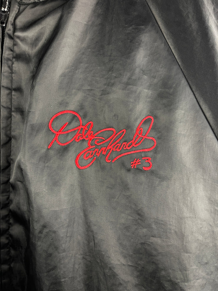 Vintage 90s Nascar Dale Earnhardt Goodwrench Black Satin Bomber Jacket