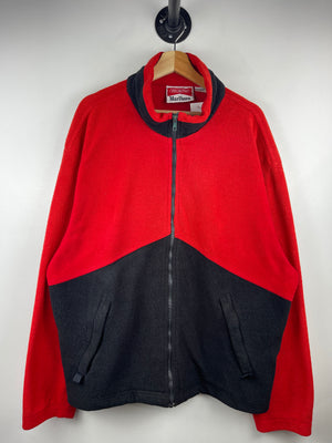 Vintage 90s Marlboro Red & Black Zip Up Fleece Sweater