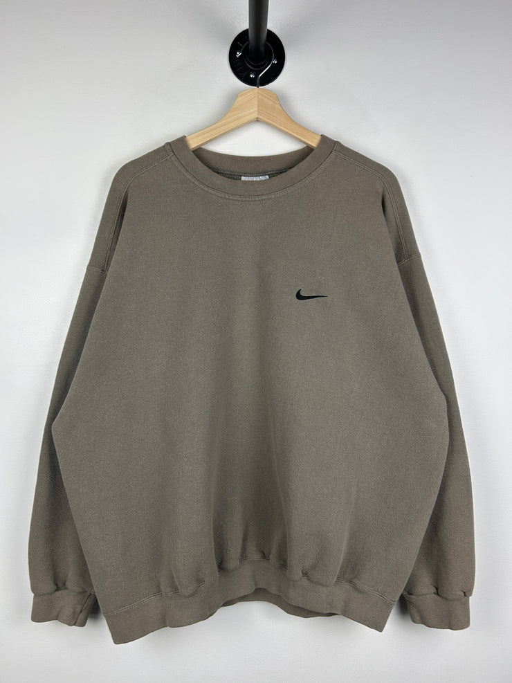 Vintage 90s Nike Mini Swoosh Mocha Brown Crewneck