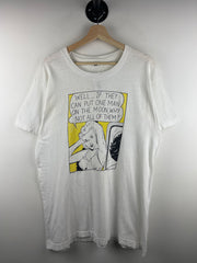Vintage 80s Roy Lichtenstein Flying Fish LA Pop Art White Tee