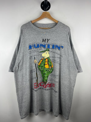 Vintage 90s My Hunting Excuses Comedy Grey Tee