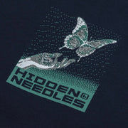 Hidden NY X Needles Pixel Butterfly H Logo Navy Hoodie