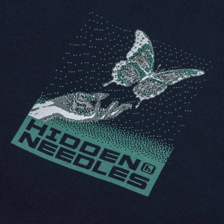 Hidden NY X Needles Pixel Butterfly H Logo Navy Hoodie