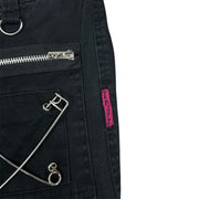 Vintage Tripp NYC Black & Hot Pink Plaid Flared Bondage Rave Women's Pants