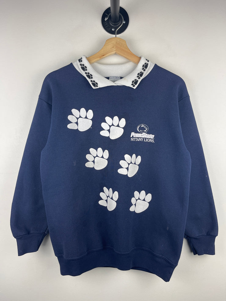 Vintage 90s Penn State Nittany Lions Bear Print Collared Navy Crewneck