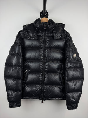 Moncler Maya Giubbotto Short Black Down Hooded Puffer Jacket