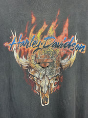 Vintage 2002 Harley Davidson Flames Maryland Thrashed Black Cut Off Tank Top