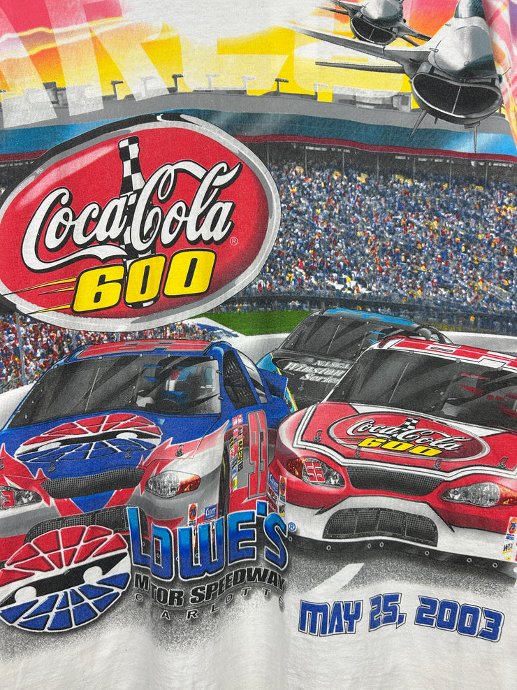 Vintage 2003 Nascar Chase Coca Cola 600 All Over Print White Tee