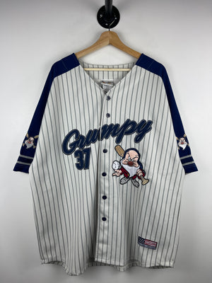 Vintage 90s Disney Grumpy Pin Stripe White Baseball Jersey