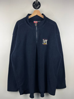 Vintage 90s Disney Mickey Mouse Navy Quarter Zip Fleece Sweater