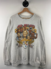 Vintage 90s NFL Pittsburgh Steelers Character Super Bowl Grey Crewneck