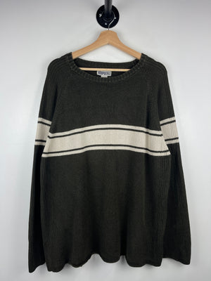 Vintage 90s Aeropostale Striped Ribbed Green Knit Sweater
