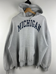 Vintage 90s Russell Athletic Michigan Arc Logo Grey Hoodie