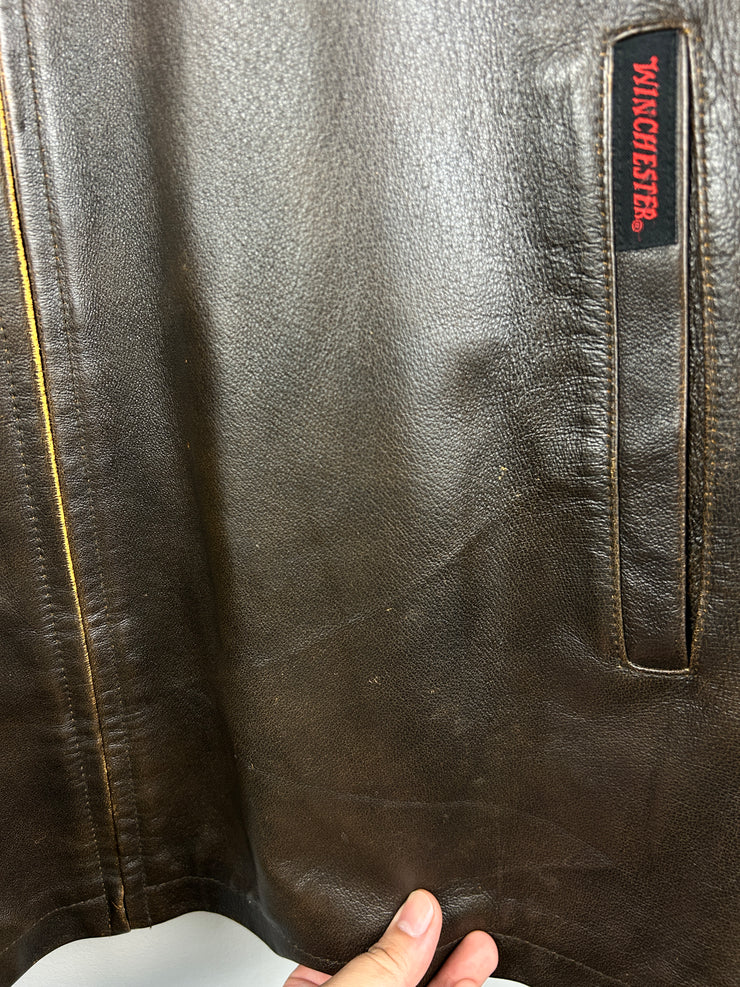 Vintage Winchester Brown Leather Straight Cut Jacket