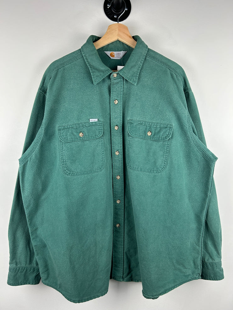 Vintage 90s Carhartt Green Button Up Long Sleeve Shirt