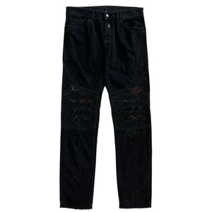 Marcelo Burlon SS18 Snake Biker Black Denim Jeans
