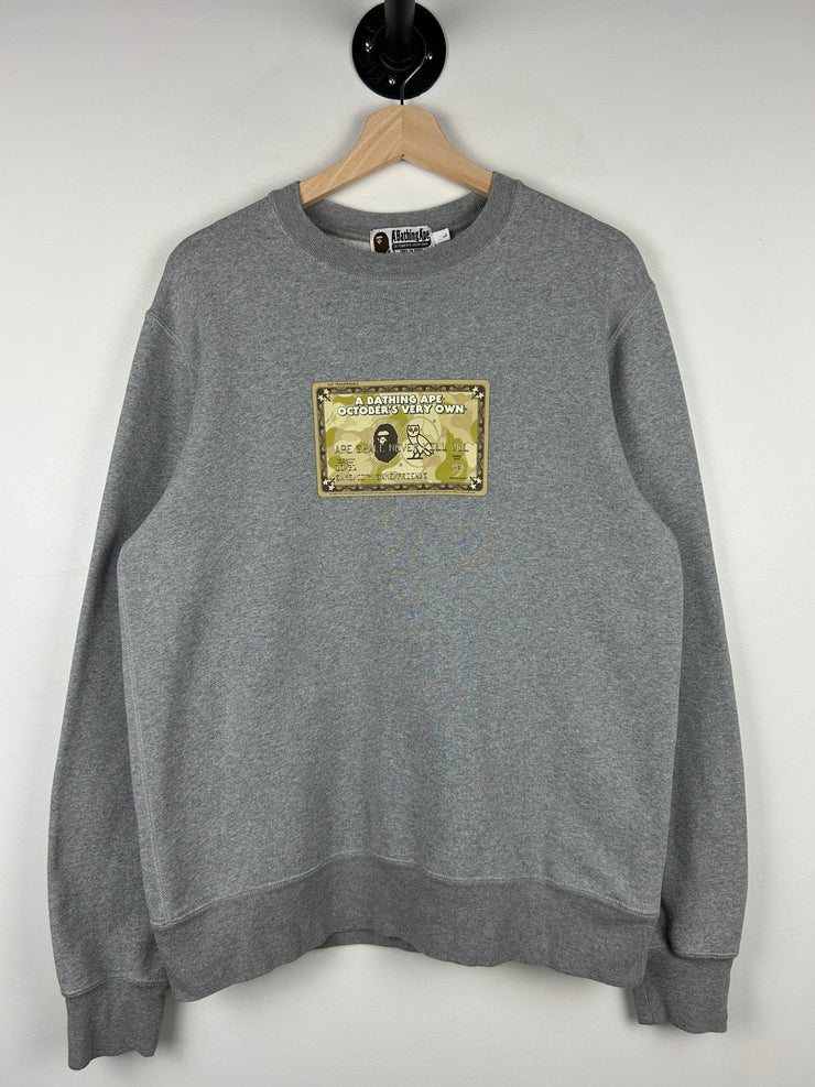 Bape X OVO FW21 Card Grey Crewneck