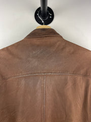Vintage 90s Pelle Club Brown Leather Bomber Jacket