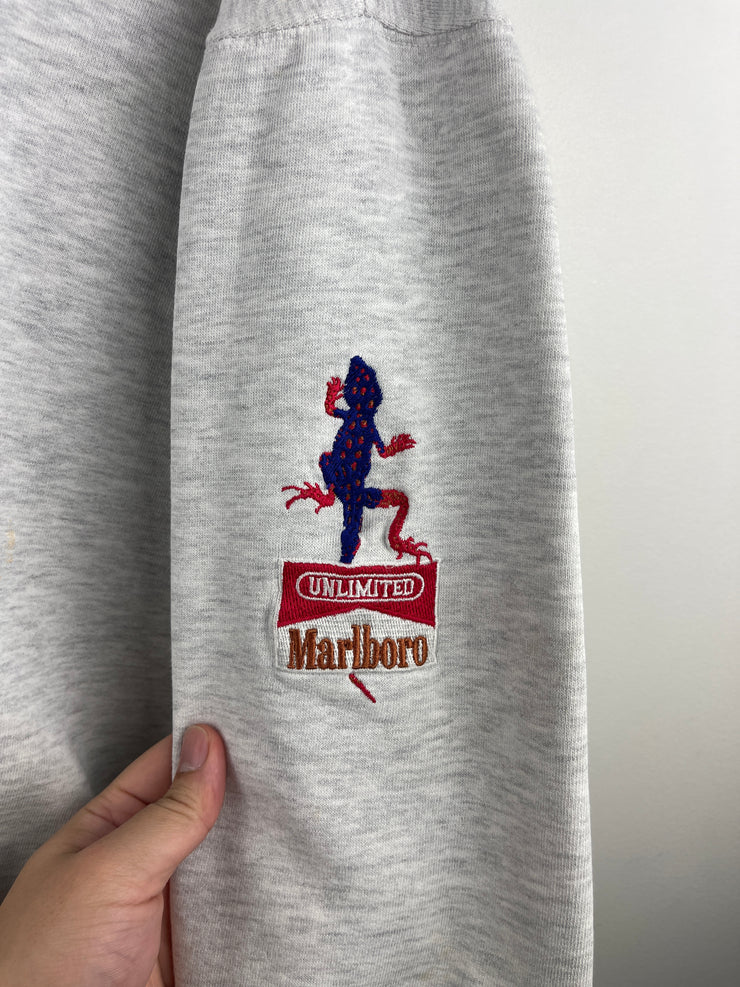 Vintage 90s Marlboro Lizard Embroidered Grey Crewneck
