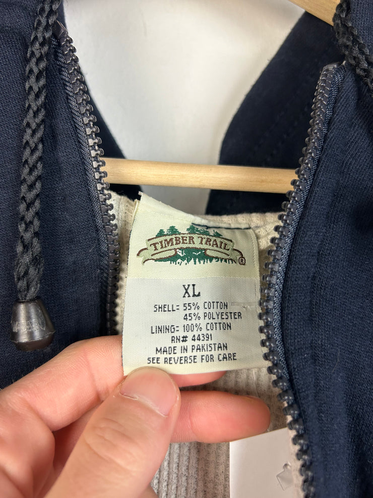 Vintage Y2K Timber Trail Navy Thermal Zip Up Hoodie