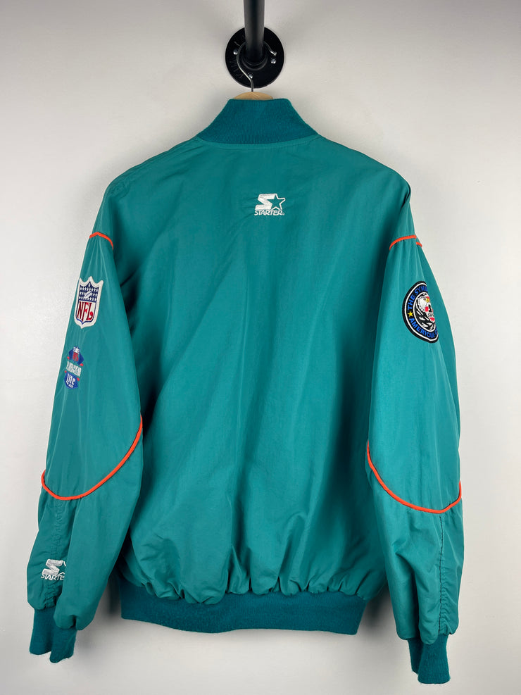 Vintage 90s NFL Starter Miami Dolphins Player Of The Year Teal Bomber Jacket