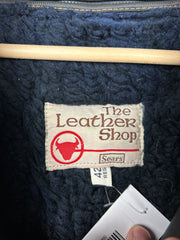 Vintage 80s Sears The Leather Shop Dark Brown Cropped Leather Jacket