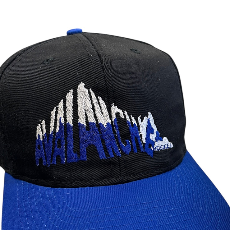 Vintage 90s Avalanche Hockey Black & Blue Snapback Hat