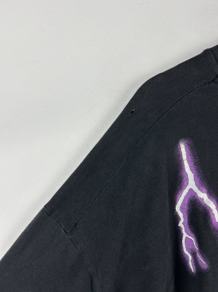 Vintage 90s American Thunder Feel The Wind Eagle Lightning Black Tee