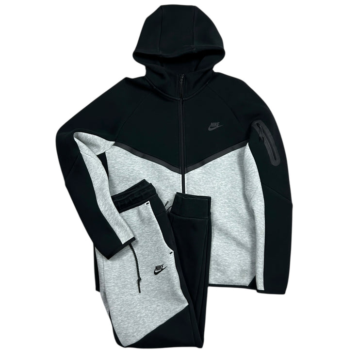 Nike Tech Fleece Black & Grey Zip Up Hoodie & Sweatpants Set