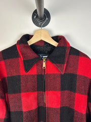 Vintage 80's Woolrich Buffalo Red Plaid Fleece Lined Hunting Jacket