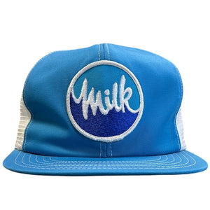Vintage 80s Milk Brand Blue & White Trucker Snapback Hat