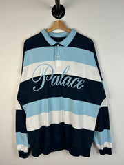 Palace Spellout Blue & White Polo Rubgy Long Sleeve