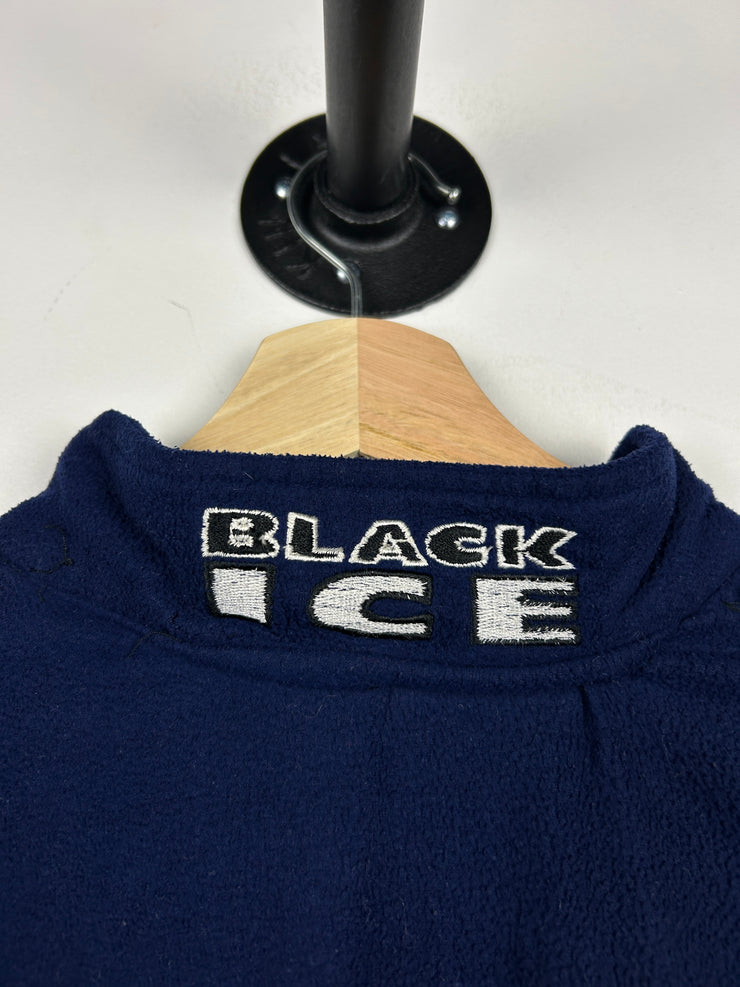 Vintage 90s Black Ice Quarter Snap Navy Fleece Sweater