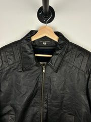 Vintage 80s Sears The Leather Shop Dark Brown Cropped Leather Jacket