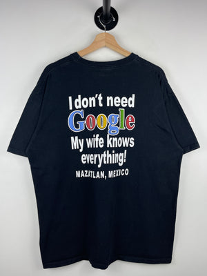 Vintage Google I Don’t Need Google My Wife Knows Everything Comedy Black Tee