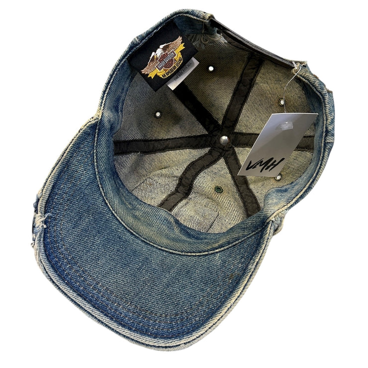 Vintage 90s Harley Davidson Blue Denim Snapback Hat